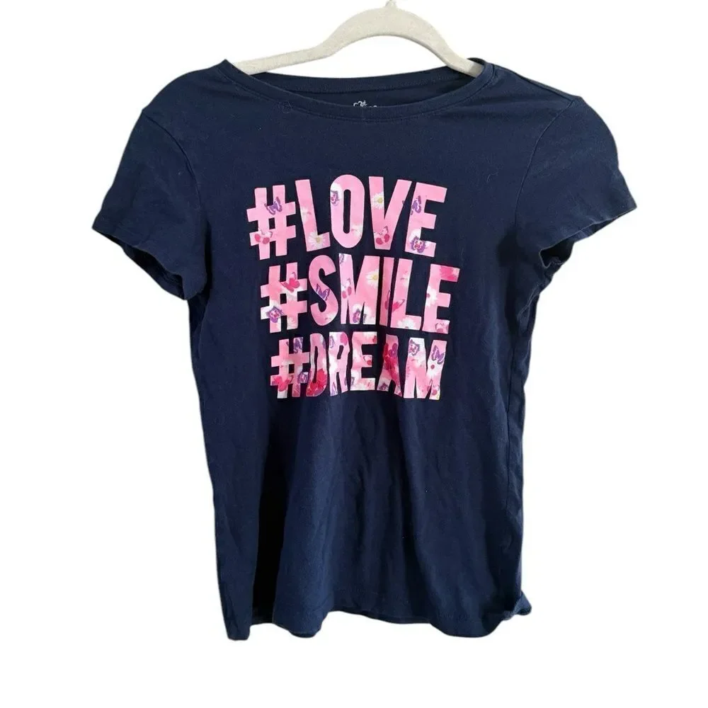 Childrens place size XLL 14 blue and pink graphic short sleeve T-shirt